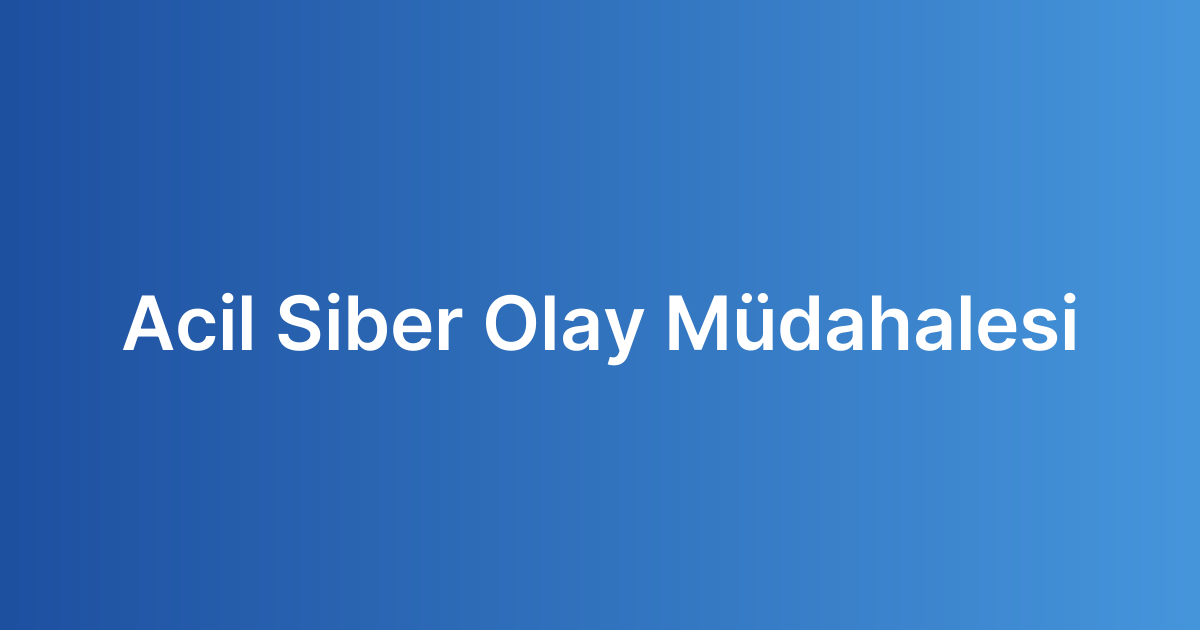 Acil Siber Olay Müdahalesi