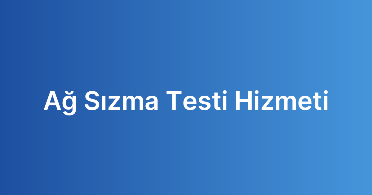 Ağ Sızma Testi Hizmeti