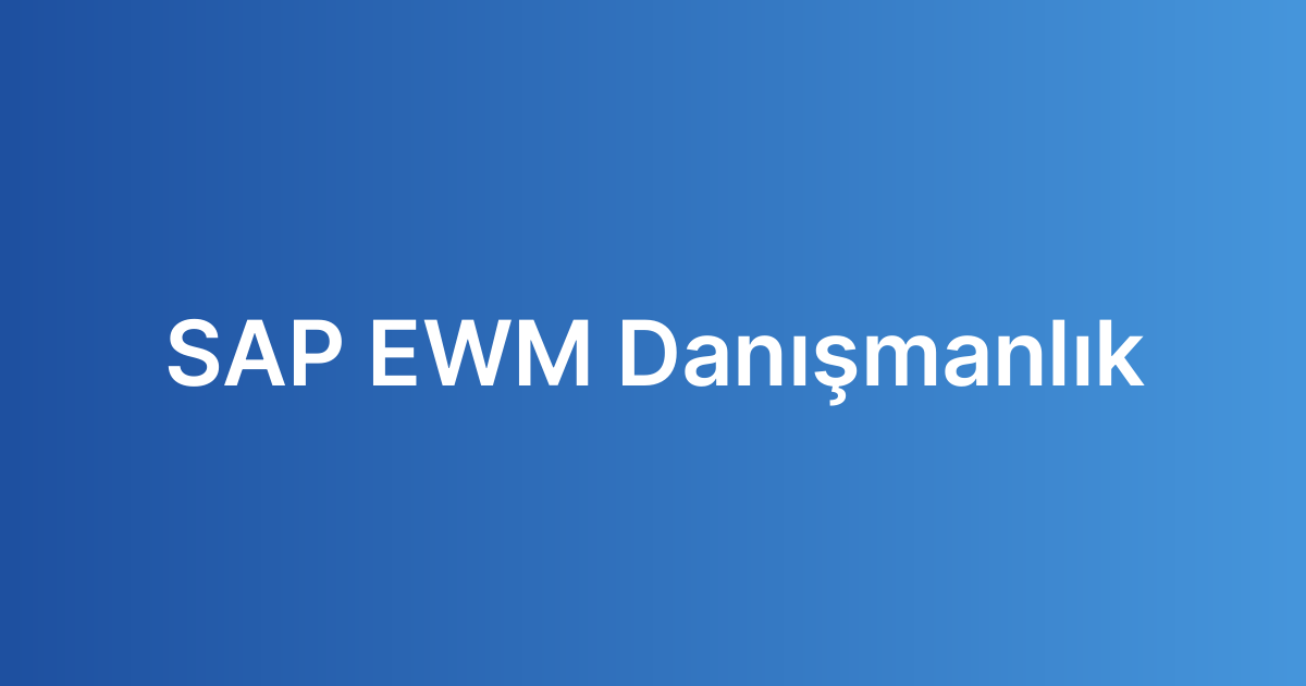SAP EWM Danışmanlık