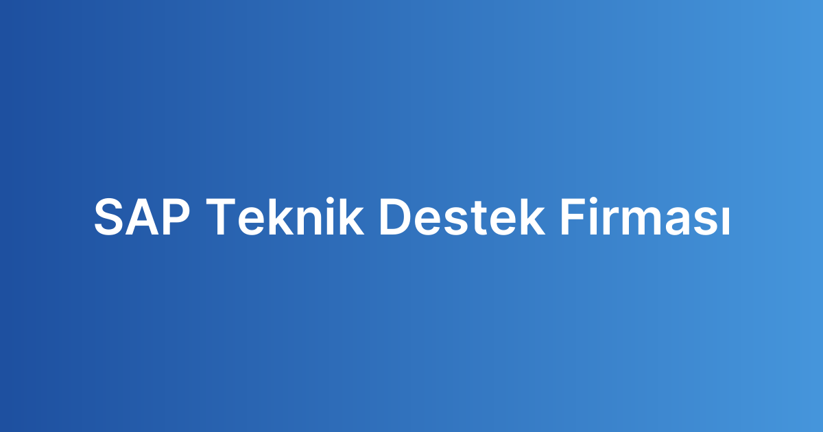 SAP Teknik Destek Firması