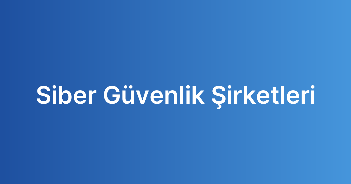 Siber Güvenlik Şirketleri