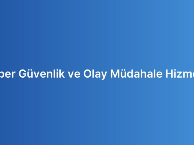 Siber Güvenlik ve Olay Müdahale Hizmeti