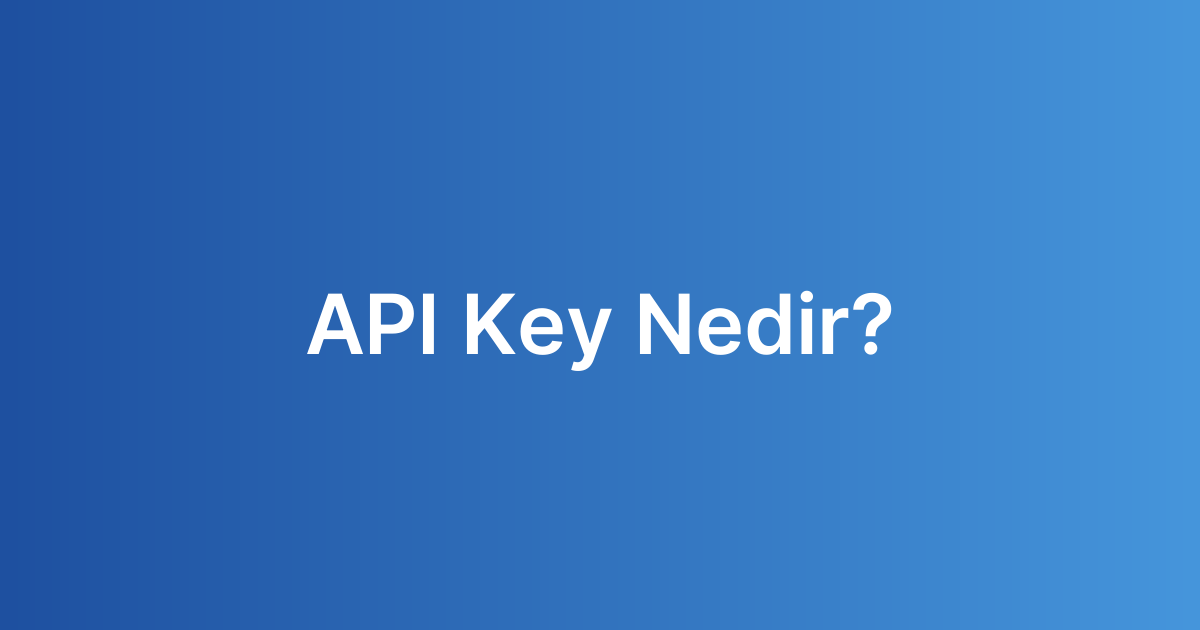 API Key Nedir?