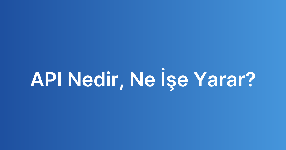 API Nedir, Ne İşe Yarar?
