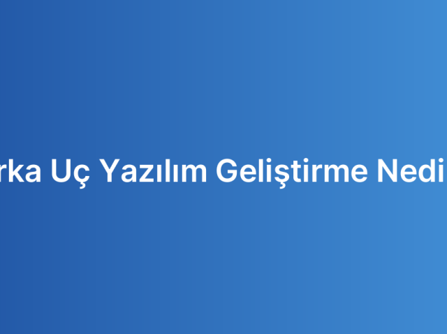 Arka Uç Yazılım Geliştirme Nedir?