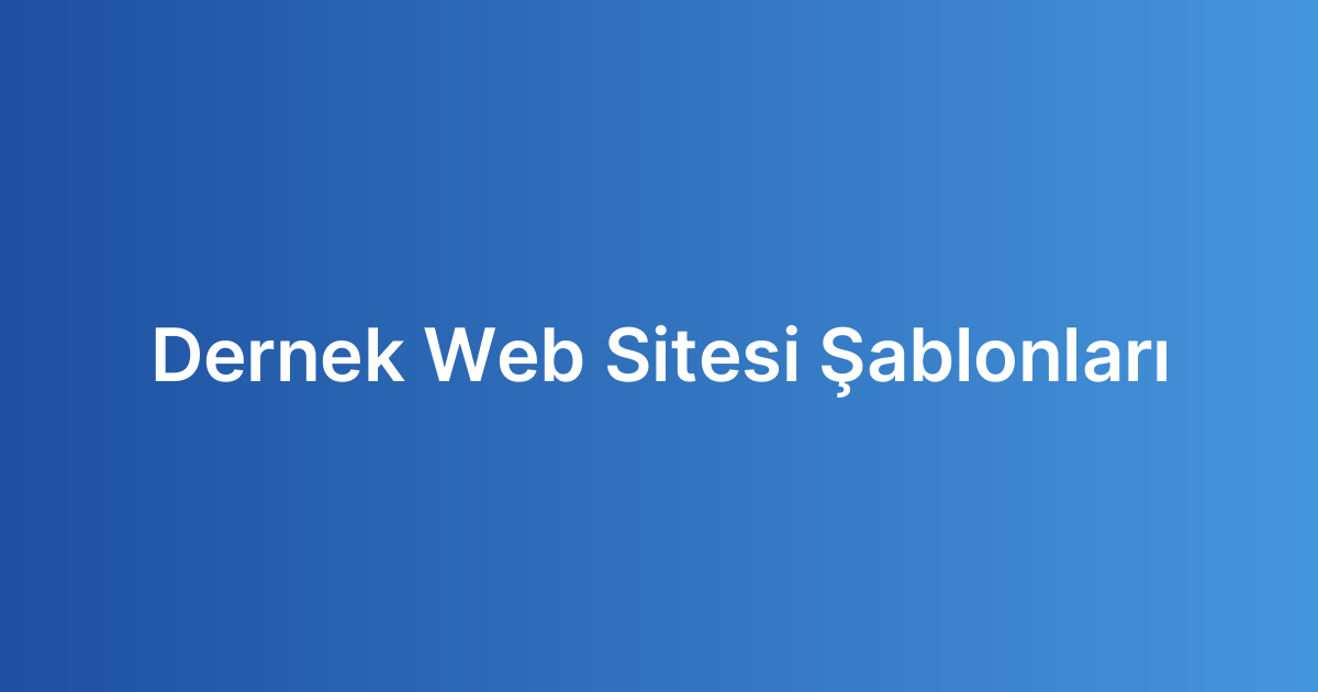 Dernek Web Sitesi Şablonları