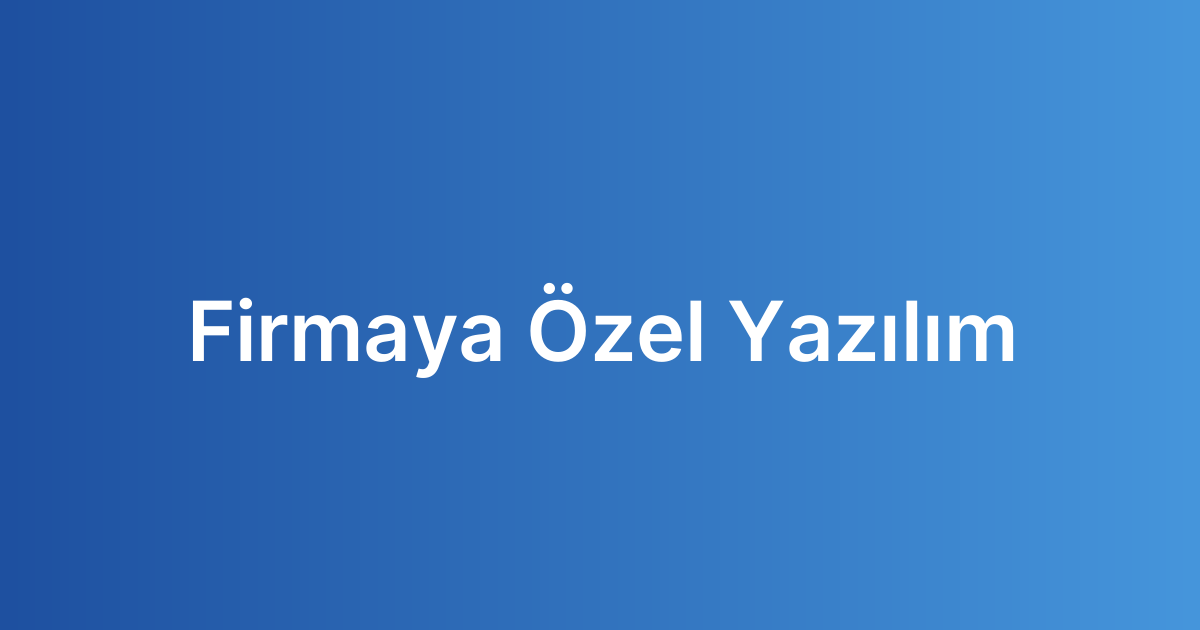 Firmaya Özel Yazılım