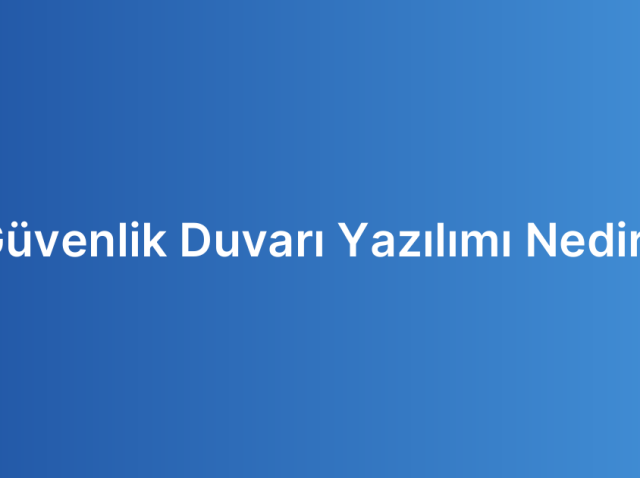 Güvenlik Duvarı Yazılımı Nedir?