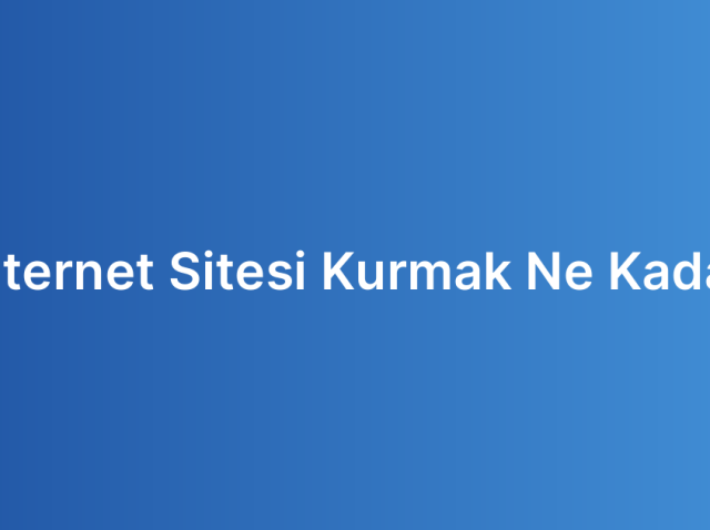 İnternet Sitesi Kurmak Ne Kadar