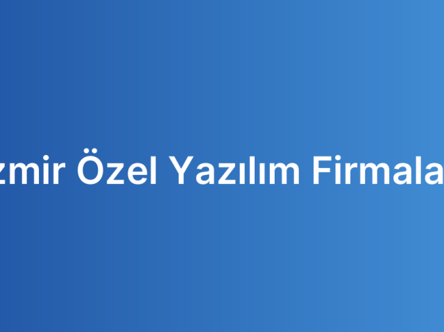 İzmir Özel Yazılım Firmaları