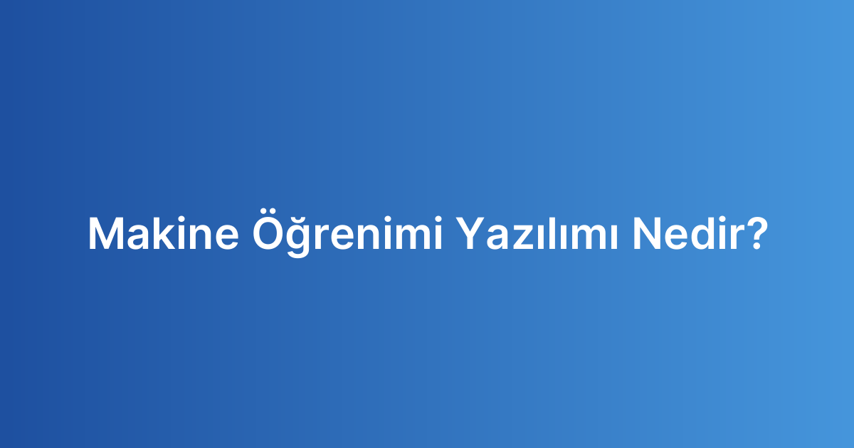 Makine Öğrenimi Yazılımı Nedir?