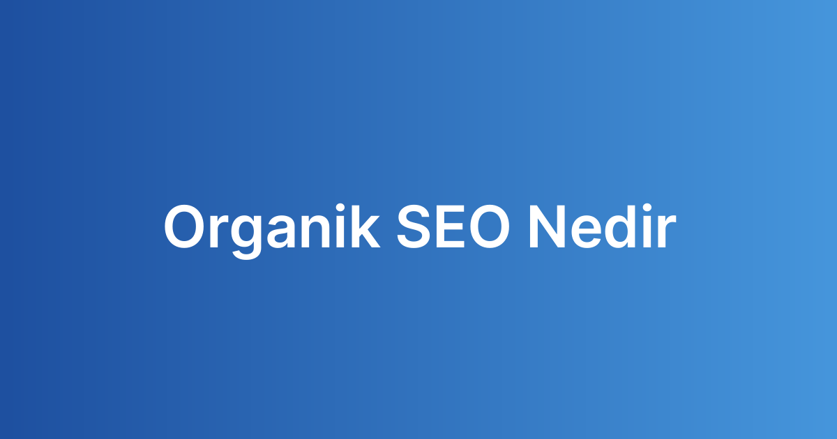 Organik SEO Nedir