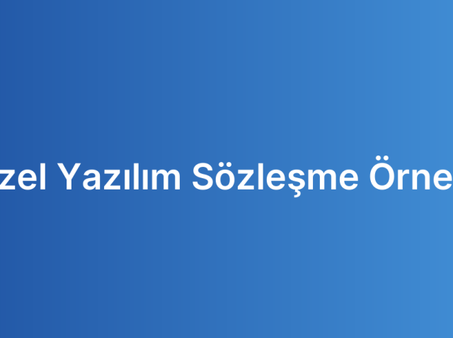 Özel Yazılım Sözleşme Örneği