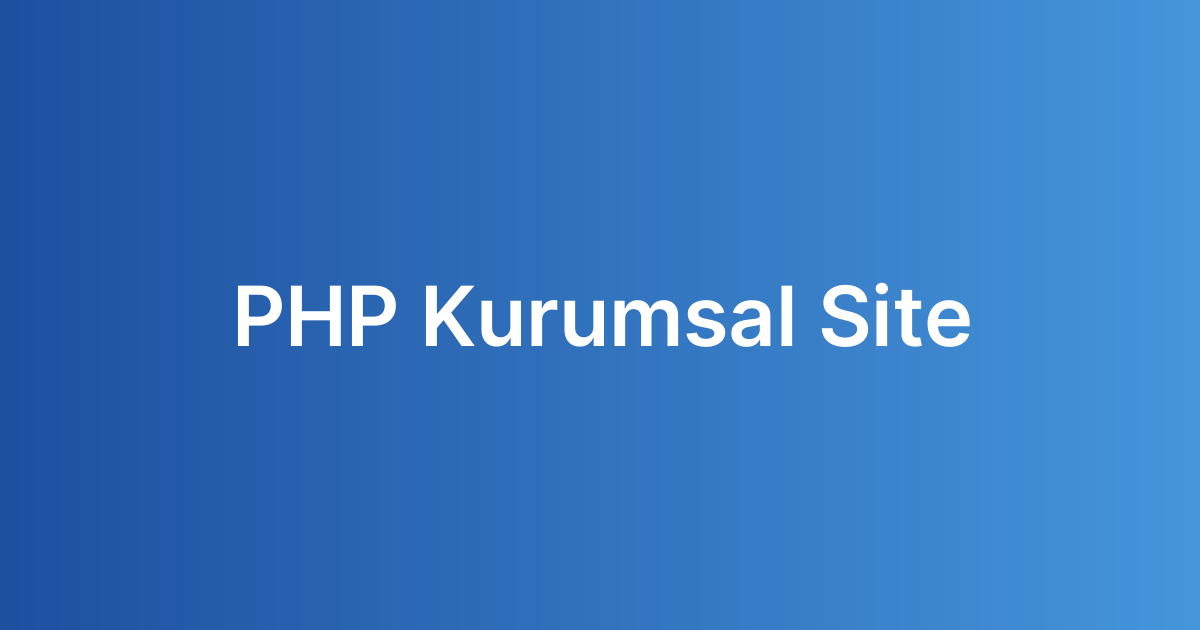 PHP Kurumsal Site