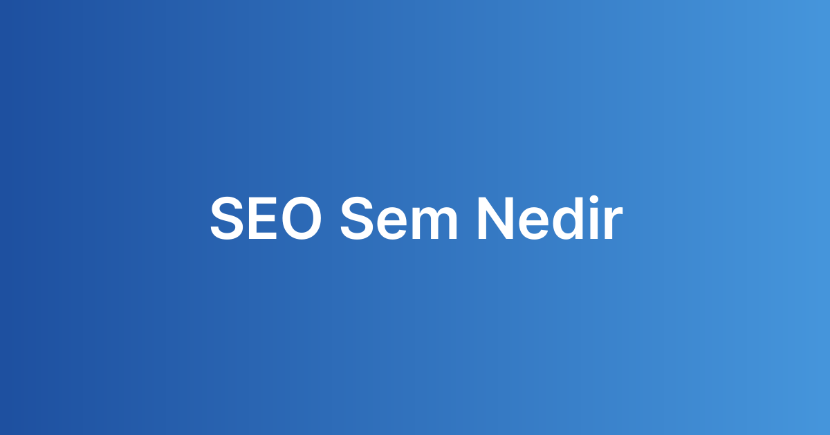 SEO Sem Nedir