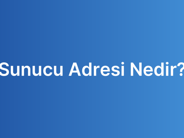Sunucu Adresi Nedir?