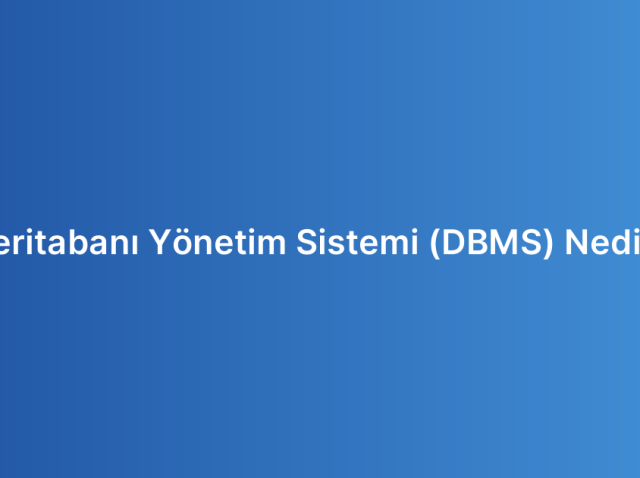 Veritabanı Yönetim Sistemi (DBMS) Nedir?