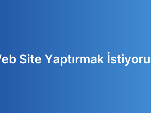 Web Site Yaptırmak İstiyorum