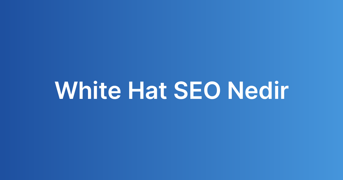 White Hat SEO Nedir