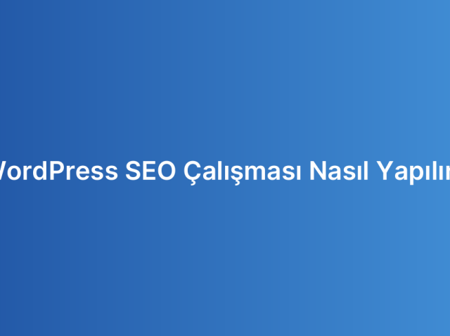 WordPress SEO Çalışması Nasıl Yapılır?