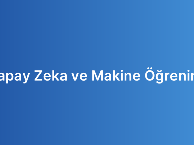 Yapay Zeka ve Makine Öğrenimi