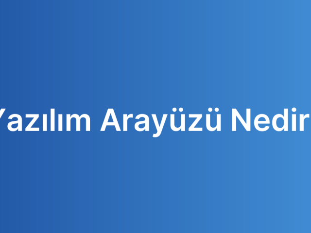 Yazılım Arayüzü Nedir?