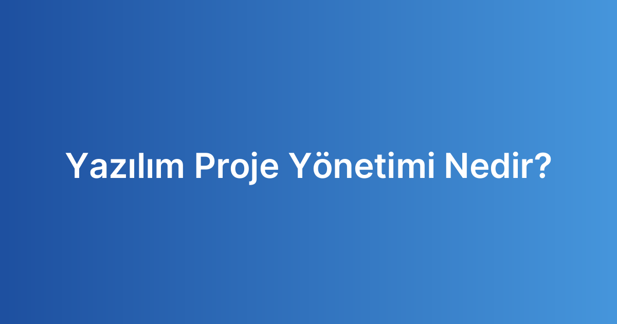 Yazılım Proje Yönetimi Nedir?