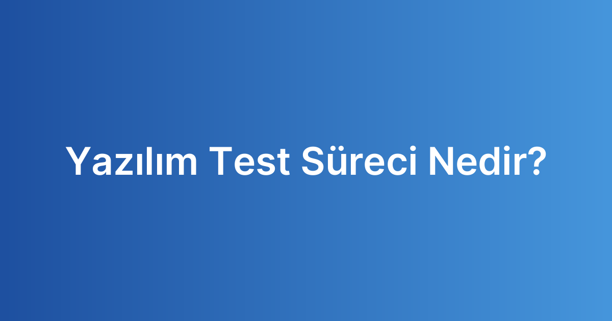 Yazılım Test Süreci Nedir?