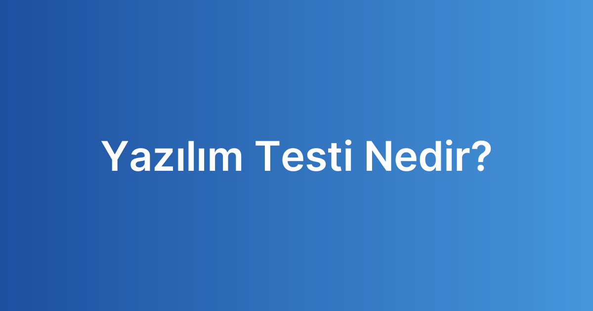 Yazılım Testi Nedir?