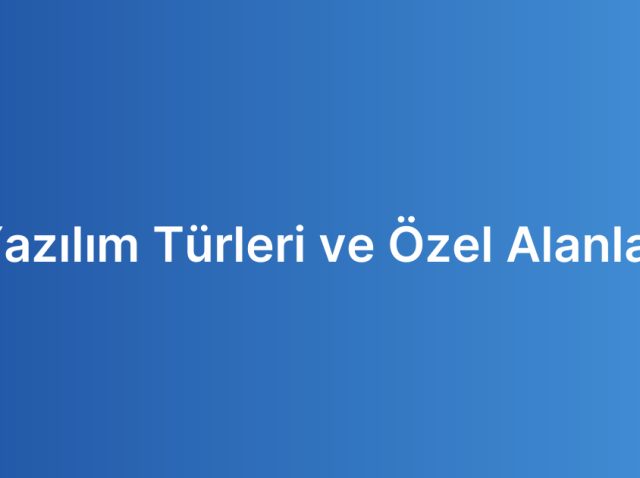 Yazılım Türleri ve Özel Alanlar