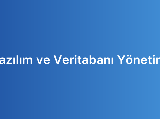 Yazılım ve Veritabanı Yönetimi