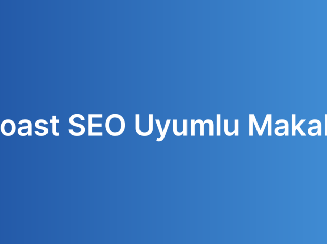 Yoast SEO Uyumlu Makale