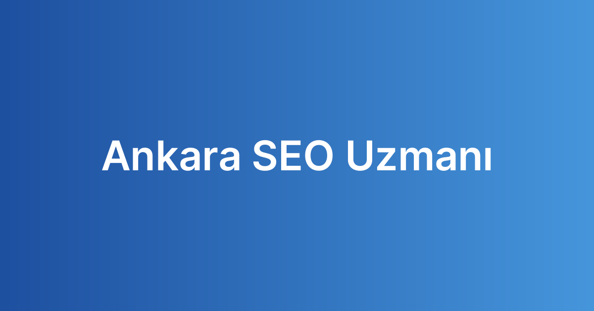 Ankara SEO Uzmanı
