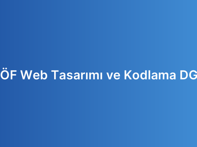 AÖF Web Tasarımı ve Kodlama DGS