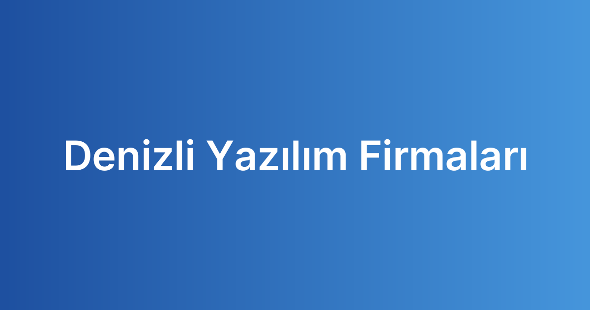 Denizli Yazılım Firmaları