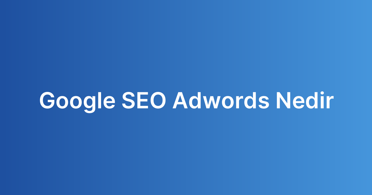 Google SEO Adwords Nedir