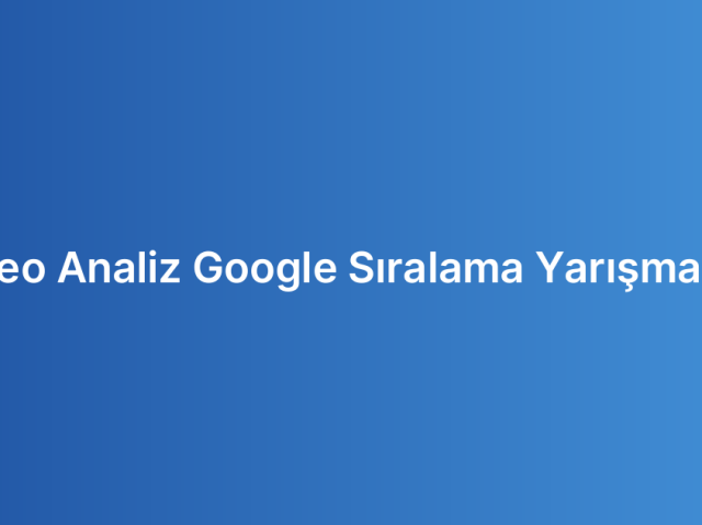 Seo Analiz Google Sıralama Yarışması