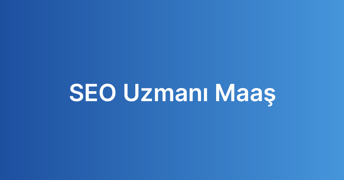 SEO Uzmanı Maaş