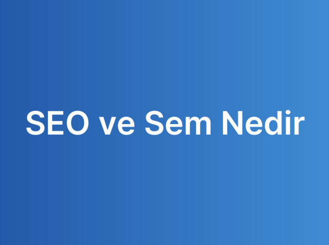 SEO ve Sem Nedir