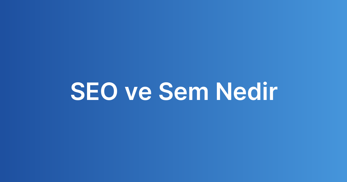 SEO ve Sem Nedir