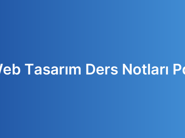 Web Tasarım Ders Notları Pdf
