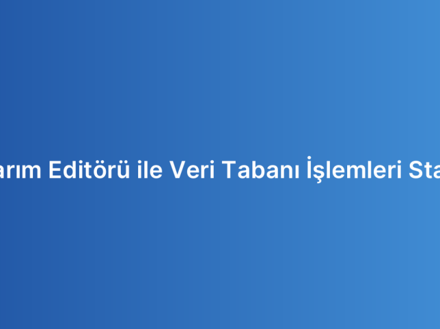 Web Tasarım Editörü ile Veri Tabanı İşlemleri Staj Dosyası