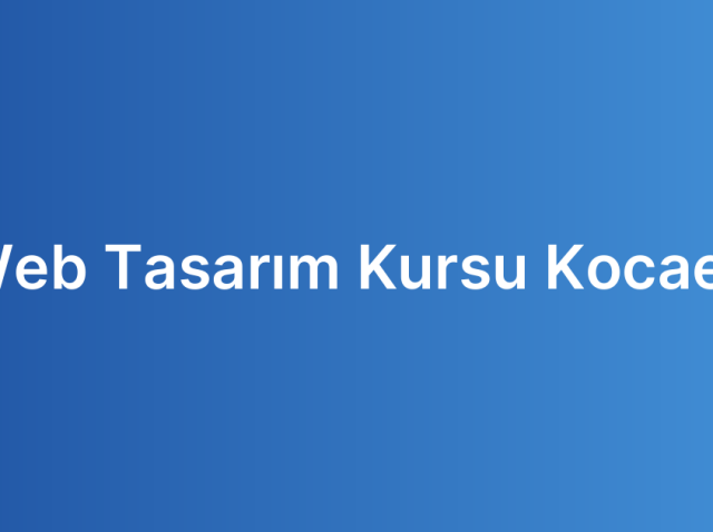 Web Tasarım Kursu Kocaeli