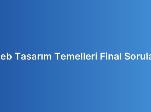 Web Tasarım Temelleri Final Soruları