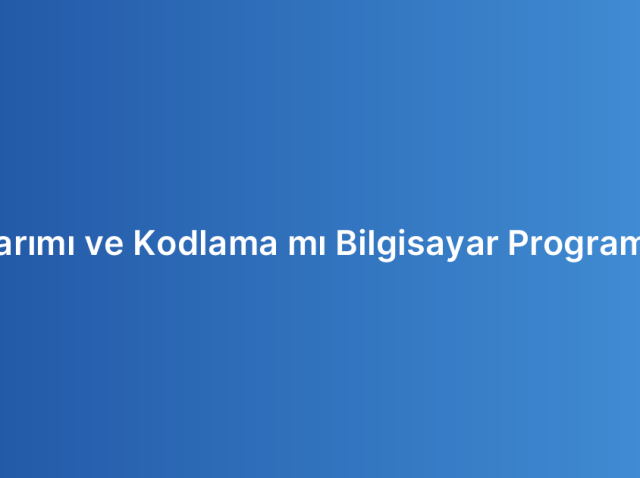 Web Tasarımı ve Kodlama mı Bilgisayar Programcılığı mı?
